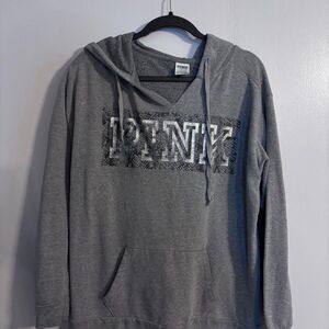 Victoria’s Secret PINK gray snakeskin y2k pullover hoodie, size large